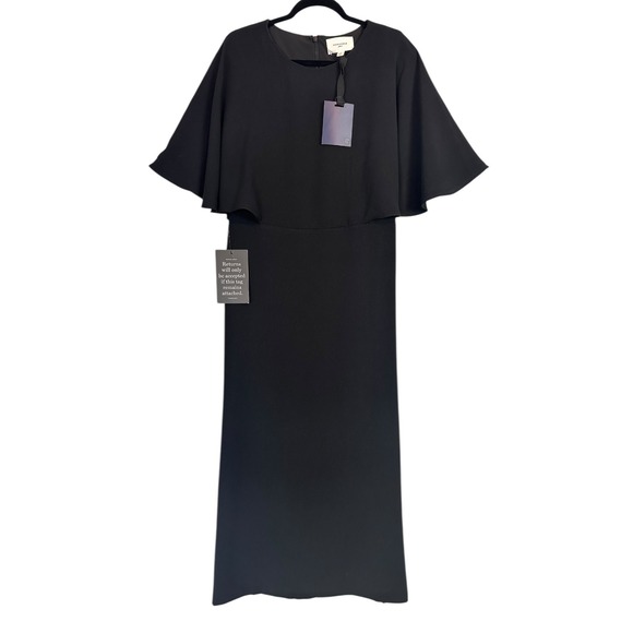 Pomander Place Black Cape Leah Dress 14 Formal Midi Classic Minimalist Capsule - Picture 5 of 14